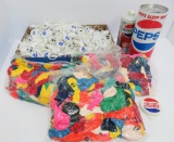 Pepsi lot, balloons, soda saver caps, Men's sleep pants NIP and prototype 1/2 Liter can