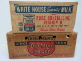 Two vintage advertising boxes, Heileman's Old Style Lager and White House Evaporated Milk
