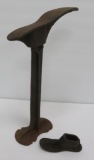 Metal shoe lathe stand with adult and child size shoe forms