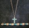 Vintage Sterling Silver and Turquoise Cross Necklace and Bracelet