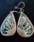 Sterling Silver and Spiderweb Turquoise Inlaid Pierced Earrings