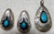 Vintage Sterling Silver and Turquoise Native American Pendant and Matching Pierced Earrings