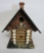 Folk art birdhouse, log cabin, 8