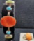 Native American Sterling Silver and Multiple Stone Bracelet and Coral Ring