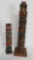 Two wooden carved totem poles, 7 1/4