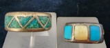 Vintage Sterling Silver and Stone Native American Inlaid Band Rings