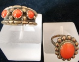 Vintage Navajo Sterling Silver and Coral Rings