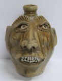 J Huntley face jug, Wisconsin Pottery, 1991, 8 1/2