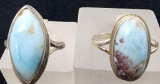 Pair of Native American Sterling Silver and Turquoise Ladies Rings