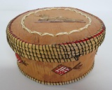 Native American Birch bark basket with pine needle design, 5 1/2