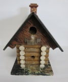 Folk art birdhouse, log cabin, 8