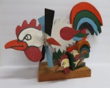 Folk art whirligigs, roosters,