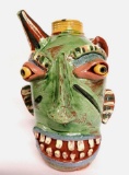 Carl Block face jug, two eyes and horn spout, 10