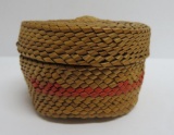 Makah-Nootka trinket basket, Northwest coast, covered basket , 2 1/2