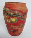 Early brightly colored Nemidji pottery vase, 5 1/2