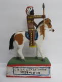Folk Art carved wooden Chief Crazy Horse figure, 12