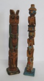 Two c 1950's/60's wooden totem poles, 11