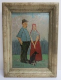 1957 painting by Wisconsin artist Richard Mouw of Muskego, framed 15 1/2