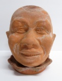 Vintage Terra Cotta growing pot, Black American face, 6
