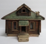 Folk Art log cabin doll house, 12