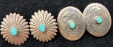 Vintage Sterling Silver and Turquoise Navajo Earring Pairs