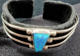 Native American Sterling Silver and Opal Cuff Bracelet
