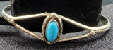 Vintage Sterling Silver and Turquoise Navajo Cuff Bracelet