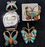 Vintage Sterling Silver and Multiple Stones Butterfly Trio
