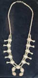 Native American Sterling Silver and Mother of Pearl Squash Blossom Necklace