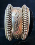 Native American Sterling Silver Highly Decorated Cuff Bracelet