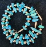 Native American Sterling Silver and Turquoise Nugget Necklace