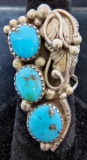 Vintage Navajo Sterling Silver and Turquoise Ladies Ring