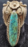 Vintage Native American Sterling Silver and Turquoise Ladies Ring