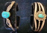 Vintage Sterling Silver and Turquoise Navajo Cuff Bracelets