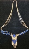 Native American Sterling Silver Liquid Silver and Lapis Necklace