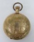Elgin Imperial pocket watch, dust cover marked 14k, 7 jewels, lovely ornate case, 1 3/4