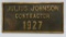 1927 Bronze building plaque, Julius Johnson Contractor, 8