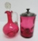 Cranberry canister and cruet