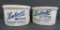 Two Lambrecht stoneware butter crocks, 4