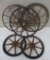Five Vintage wooden spoke wheels
