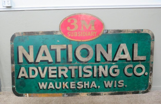 Large two sided metal outdoor advertising sign Waukesha, 45" tall and 6'8" wide
