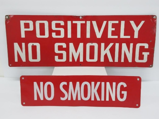 Two NO SMOKING signs, metal, 14" and 20" long