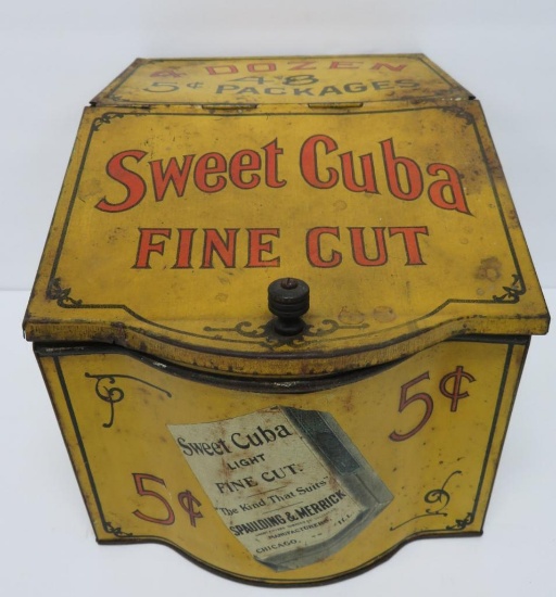 Sweet Cuba Fine Cut Store display tin, 8" x 10", lift front