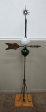 Antique 11 point Sunburst top lightning rod with arrow and two globes, 66