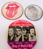 Vintage Vari-Vue flicker pins, Rolling Stones and Elvis
