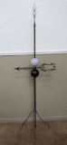 Antique LIghtning rod with twig finial, cast iron arrow and two globe balls, 71