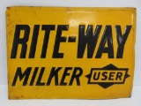 Rite-Way Milker metal sign, 14