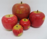 Five vintage wooden apples, storage, 2