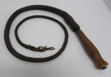Vintage leather braided whip, 54