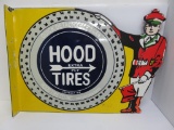 Quality re issue of enamel two sided sign, Hood Tires, flange sign, 28